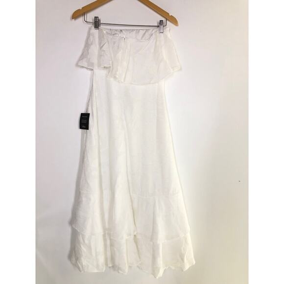 Lulus Love You So Truly Dress Burnout Floral Strapless Midi White NWT Size XS - Picture 6 of 13